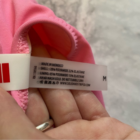 SOLID & STRIPED PINK SWIMWEAR *NWT* SizeM Braided Straps & Backless Detailing - Picture 8 of 14